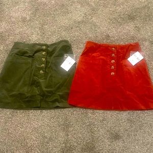 Pair of corduroy skirts, size small NWT